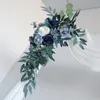 2 pièces bleu mariage arc toile de fond décor signe de bienvenue artificielle Rose coin fleurs tenture murale rangée de fleurs Arrangement fête