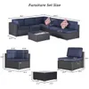 Utomhus Garden Uteplats Möbler 7-Piece Sets PE Rattan Wicker Sectional Cushioned Sofa Set med 2 kuddar och soffbord