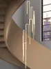 Villa Duplex Long Lustre lampe Nordique Moderne Minimaliste Lustre Rotatif Escalier Saut Plancher Salon Creative Lampes En Forme De U