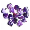 Arti e mestieri Mix di pietre naturali Agate a strisce Pendenti a cuore Ciondoli curativi di moda Collana con pendolo che realizza accessori Sports2010 Dhiep