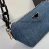 Borsa di design Borsa a tracolla grande da donna Borsa per cosmetici in denim lavato con catena in tartaruga acrilica Borsa di alta qualità