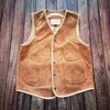 Men's Vests Casual Japanese Genuine Leather Vest Mens Cowhide Vintage Sleeveless Jacket Multiple Pockets Brown Real Waistcoat Guin22