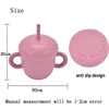 Baby Silicone Sippy Cup Kids Food Grade Feeding Bottle Snack Cup Straw Leak-proof Drink Water Training Cups BPA Free Drinkware Nontoxic Tableware BB8070