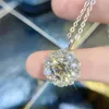 Цепи проходили туда -тест на бриллиант круглое ожерелье Moissanite 925 Серебряные серебряные женщины модные темпераменты