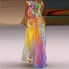 패션 스타일 빈티지 프린팅 드레스 여성 선 드레스 2022 여름 V- 넥 소매 레벨리스 긴 드레스 우아한 여성 맥시 드레스 플러스 사이즈 5xl