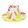 Cappello Fedora a tesa larga alla moda per donna Cappello in feltro di lana con stampa colorata Top Cappellino jazz Taglia 56-58 cm