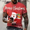 Męskie koszulki 2022 Marka T-shirt Boże Narodzenie 3D Print Santa Claus Tree Snowman Atmosphere Street Fashion Off Design