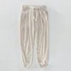 メンズパンツジョギング男性夏カジュアルハーレム天然コットンリネンズボンホワイト弾性ウエスト日本のファッション服