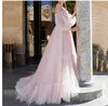 Off Shoulder Prom Party Dresses Long Sleeve Princess Tulle Lace-up Formal Evening Dress Long