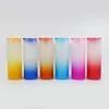 Wholesale 6 colors Sublimation tumblers Gradient frosted and clear glasses with colorful seal lid DHL