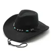 2022 قبعات رعاة البقر الغربية للرجال واسعة الحافة بنما Trilby Jazz Hats Travel Party Sombrero Cap Dad With Belt