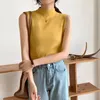 Sexig stickad topp sommar Turtleneck tank Top Kvinnor Camisole Blus Ärmlös Slim Kvinna Sleveless T-shirt Vest Casual Camis 220318