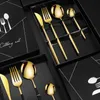 Set di posate Coltello e forchetta in acciaio inossidabile Set di stoviglie portoghesi dorate Cucchiaio da bistecca occidentale creativo Posate
