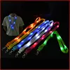 Draagbare led verlichte nekband knipperende cruise lanyards sleutelhanger houder id badge hangende kanten touw