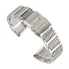 Assistir bandas de luxo prata/preto 20/22/24mm malha aço inoxidável banda de aço ajustável clop masculina relógios pulseiras de reposição de reposição