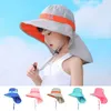 Kids Outdoor Fisherman Hat Party Favor Beach Tourism Caps Suncreen Caps Summer Sunshade Big Brim Neck-Protection Sun Cap T9i001952