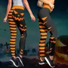 Femmes Leggings Halloween citrouille imprimé taille haute élasticité 3D Legging mode femme pour pantalon de Jogging en plein air 220616