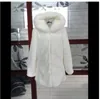 Luxury Faux Rabbit Fur Winter Coat Fashion Hooded Fox Fur Collar Medium-long lady Overcoat Elegant Women coat