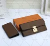 Portefeuille de styliste classique avec bouton à loquet pour femmes, longs portefeuilles, pochette de mode, porte-monnaie, porte-cartes, sac avec boîte