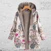 Women's Trench Coats Womens Coat Winter Warm Outwear Floral Print Hooded Pockets Vintage Oversize Female Women's Casual Plus SizeWomen's