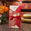 50pcs Laser Cut Invitations Card Rose Love Heart Greeting Card Customize lopes with Ribbon Wedding Party Supplies 220711