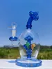 8 Inch 20CM Blue Mushroom Bong Glass Water Pipe Recycler Hookah Tobacco Smoking Bubbler Smoke Perc Base Pipes Bongs Bottles 14mm Bowl