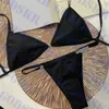 Letter Rhinestones Bikini Womens Lingerie Sexy Black Women Thong Swimwear Classic Ladies Swimsuit Suit Bra