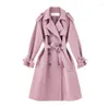 Płaszcze damskie okopy 2022 Brytyjski płaszcz dla kobiet wiosna jesienna długość Femme Podwójna odzież wierzcha luźna szczupła pasek wiatrówki