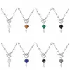 Gemstone مفتاح قلادة قلادة IQ Clasp Chunky Punk Silver Chain y Choker Cuban Link Brity Jewelry for Women and Firsts