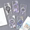2.0mm透明な透明な透明な花の磁気ソフトTPU電話ケースiPhone 13 12 11 Pro Max Xr XS X 7G 8プラスフルカメラレンズ花柄の磁石ケース