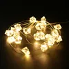 Strängar 20 LED Diamond String Lights Christmas Wedding Party Decoration Garden Yard Street Fairy Garland Light Battery Powereded