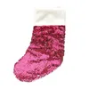 Stock SubliMation Christmas Socks Sequin Cotton Blanks Double Sided Printing Socking Festive Decorations Santa Ornament
