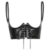 Streetwear Gothic Dark PU Leather Crop Donna Hook Lace Up Stile punk Tank Cummerbunds Corsetto Top da indossare 220615