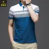 Hommes été rayé Polo chemise à manches courtes Slim Fit Polos mode haut hommes chemises bureau chemises décontractées rayé 220623