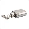 Keychains Fashion Accessories Stainless Steel Wine Bottle 1Oz Mini Hip Flask Key Rings For Men Women Jew Dhanh