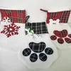 Kerstkous Pet Dog Plaid Paw Santa Socks Candy Sock Bags Festival Geschenktas Decor C0823