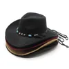 2022 قبعات رعاة البقر الغربية للرجال واسعة الحافة بنما Trilby Jazz Hats Travel Party Sombrero Cap Dad With Belt