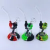 8.5'' LED Silicone Bong Hookah Thick Smoking Glass Water Pipes Non Fading Glow in the dark Colorful Shisha Dab Rig Bubbler Bongs With gift box