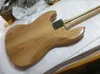 Factory Custom Natural Wood Color 4 Strings Electric Bass Guitar with White Pearl Inlay Black Pickguard Pickup cover Offer Customi6659043