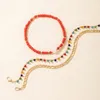 3 pezzi/set di cavigliere di perline colorate per ciondoli da donna in lega di colore oro catena di piedi in metallo gioielli sandali a piedi nudi