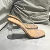 Dress Shoes Summer Women Pumps Sandals PVC Jelly Slippers Open Toe High Heels Transparent Perspex Heel Clear 220905