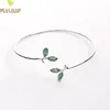 Flyleaf 100% 925 Sterling Silver Opal Leaves Buds Open Bracelets Bangles for Women Fashion Creative Lady Jewelry 200925