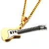 Pendant Necklaces Stainless Steel Color Guitar Necklace Men Chains Hip Hop Rock Band Chain Male Accessories Jewelry On ThePendant