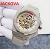 Su quadrante scheletrato cavo orologi meccanici automatici da uomo 42mm acciaio inossidabile 904L luminoso carica automatica 5tm polso impermeabile340H