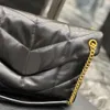 Designer shoulder bag loulou puffer quilted flap bag chain with leather double strap lambskin soft supple crossbody gold silver hardware