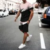 Zomer Heren Korte Mouw T Shirts Oversized Mannen Shorts 2 Stuk Sets Print Top Effen Kleur Trainingspak Casual Kleding t-shirt Suits 220621