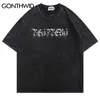 Hip Hop Gothic T-Shirts Streetwear Vintage Grafikdruck Punk T-Shirts Harajuku Mode Retro Lose Baumwolle Kurzarm T-Shirts 220527