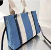 Fashion Shopping Beach Vacation Shoulder Bags Underarm Bag Women High Capacity Travel Handbags Canvas Stripe Crossbody Tote Leather Handle