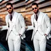 White Men Wedding Tuxedos Slim Fit Groom Dinner Business Evening Suit Birthday Party Wear Blazer 3 Pieces