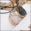 Pendant Necklaces Pendants Jewelry Druzy Necklace 7 Color Geometric Natural Drusy Stone Black Snake Leather Cord Rope Chain For Women Fash